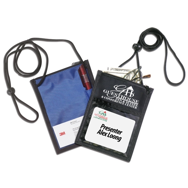 Custom 420D Polyester 5 Function Tradeshow Badgeholder & NeckWallet