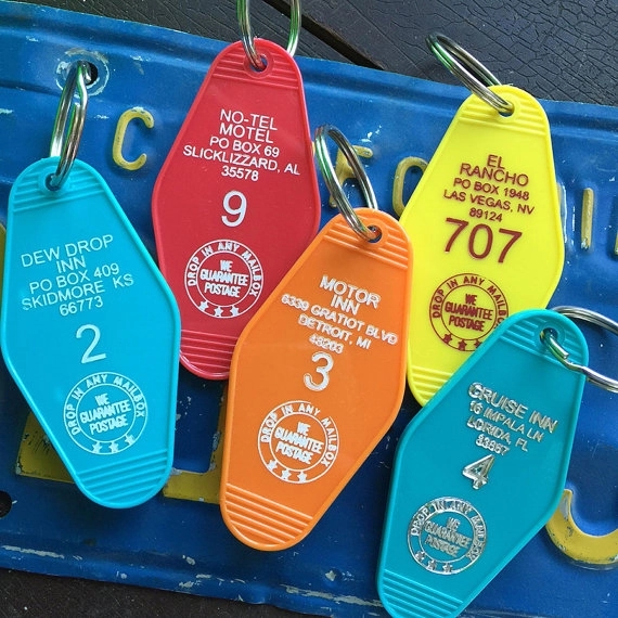 Classic Hotel Motel Key Tags or Key Chain