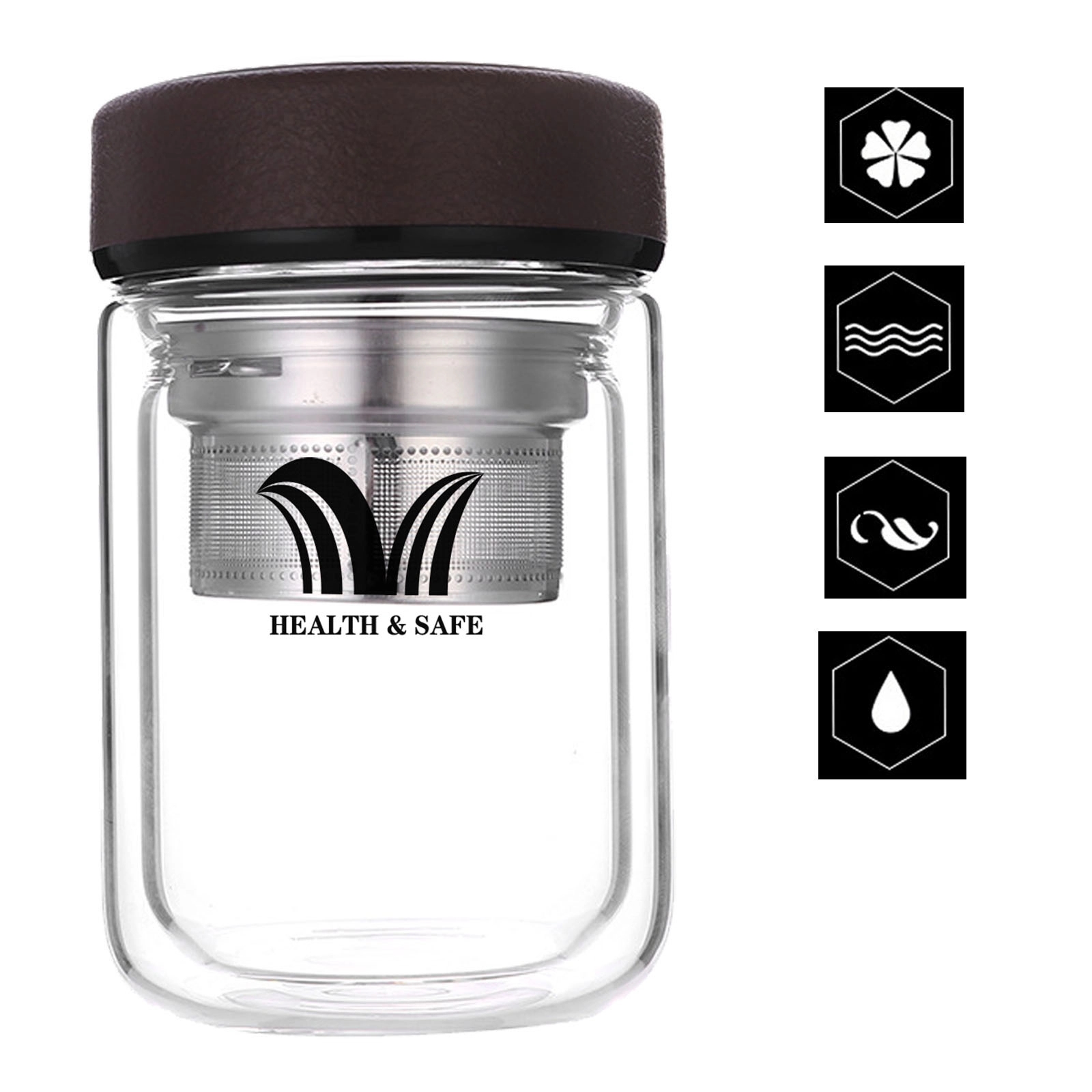 9oz Double Wall Borosilicate Glass Cup w/ Filter 2