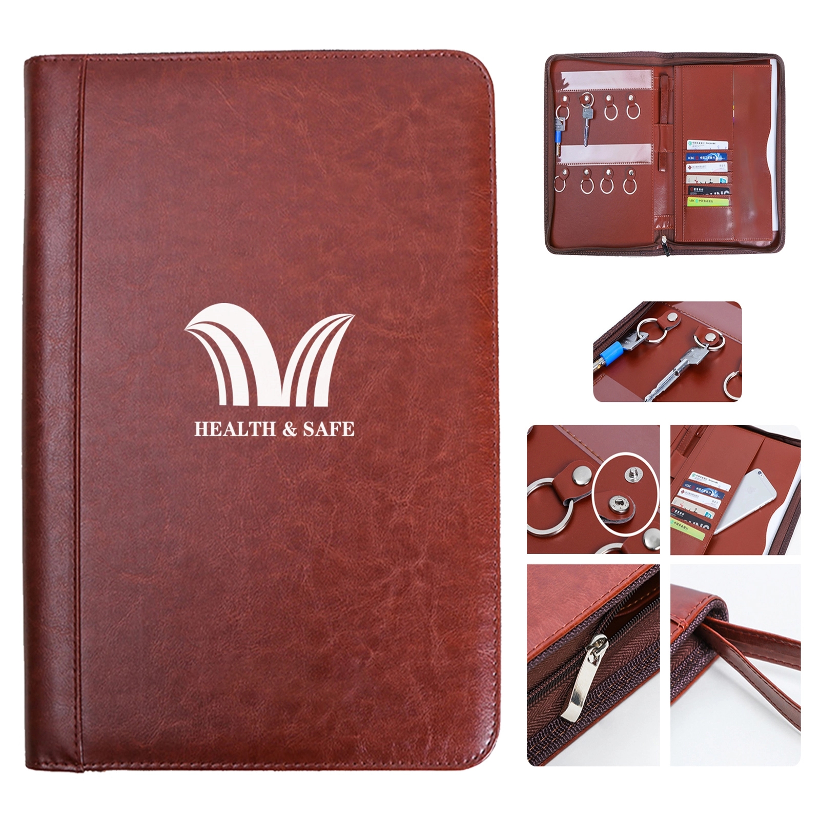 Portable Business PU Leather Key Binder Organizer 2