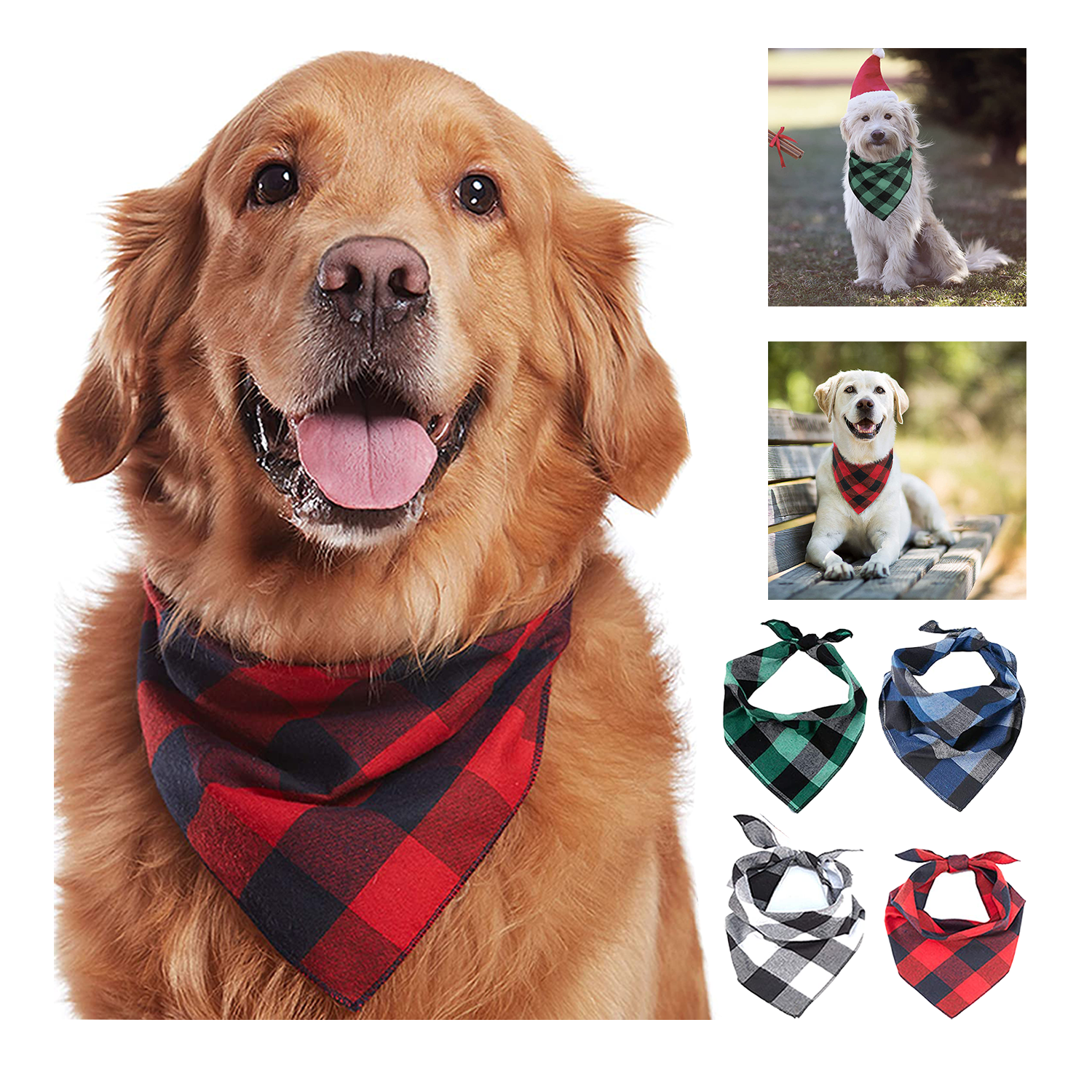 Lightweight Soft Plaid Dog Bandana 2