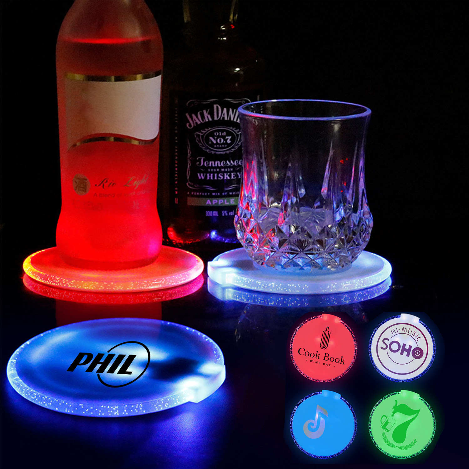 Round Gravity Sensor LED Light Up Cup Coaster 2