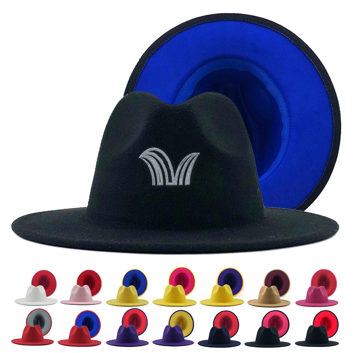 Two Tone Wide Brim Panama Fedora Hat 2