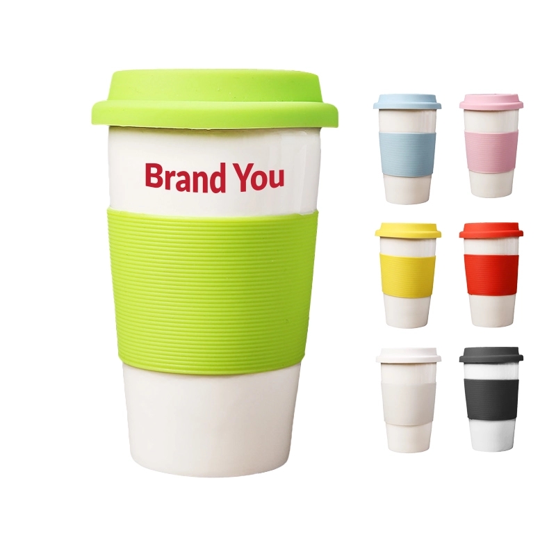 Double Wall Insulated Travel Mug with Lid & Non-Slip Sleeve	