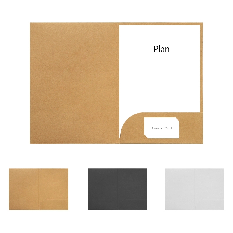 Single Pocket Paper Folders with Business Card Slot	