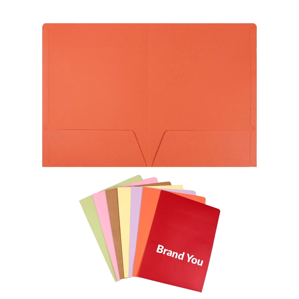 Colorful Double Pocket Paper Folders with Business Card Slot	