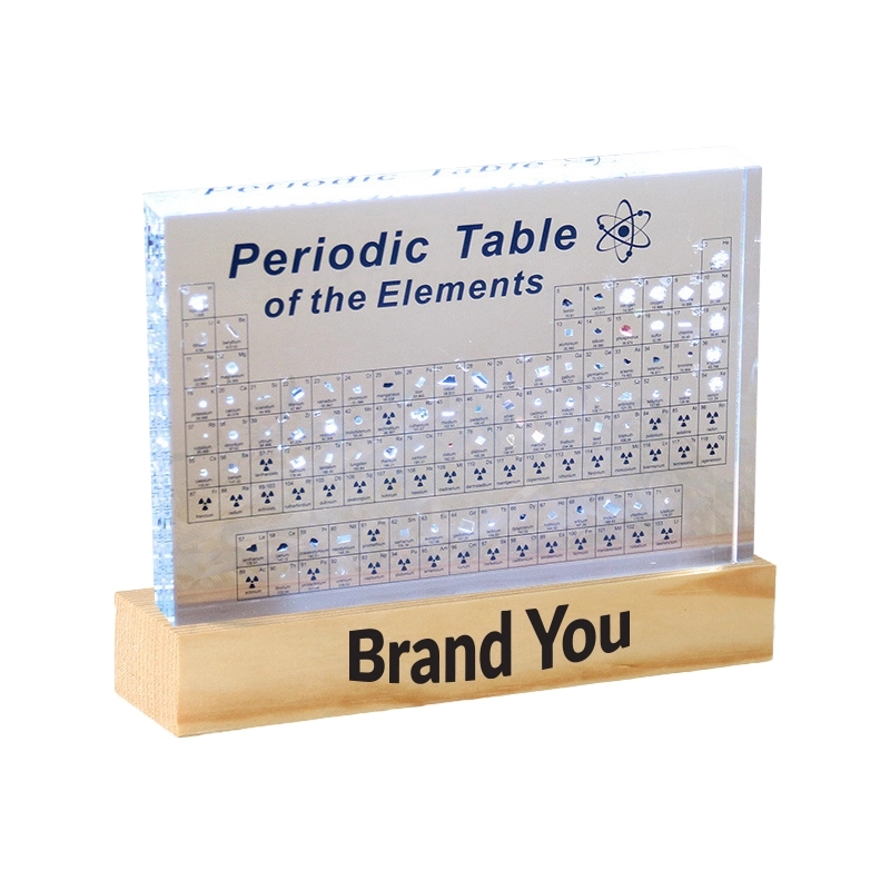 LED Acrylic Periodic Table with Real Elements Inside	