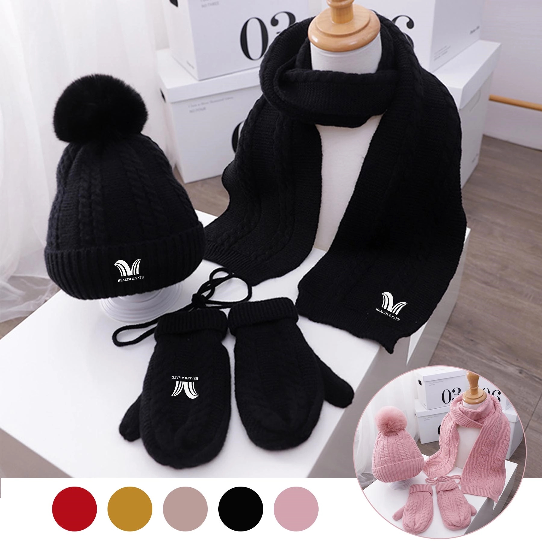 Kids Winter Hat Scarf Gloves Set 2