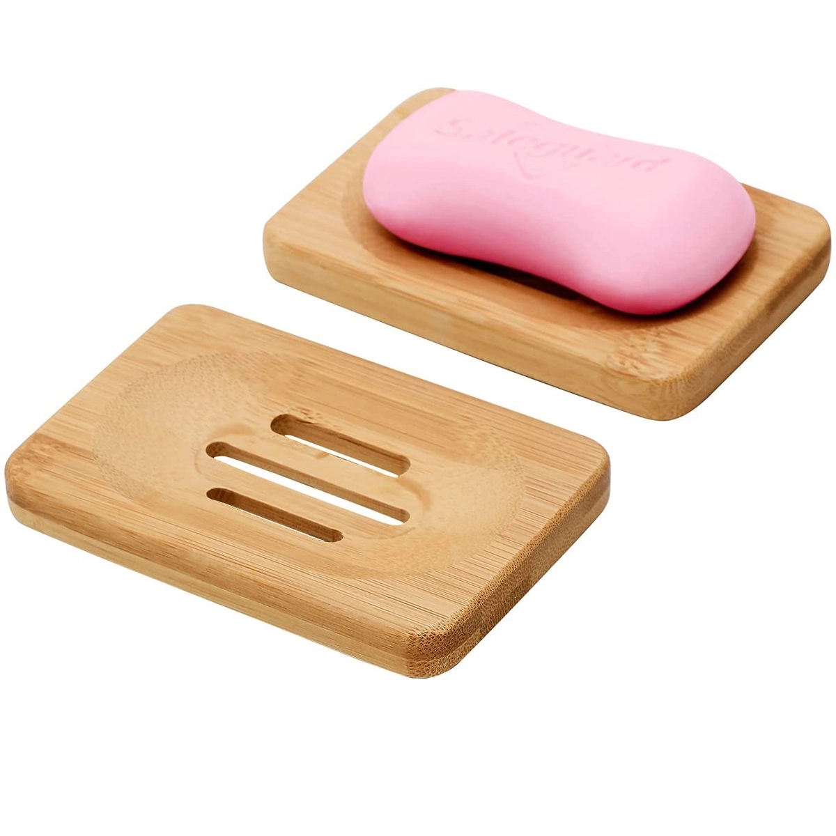 Rectangular Bamboo Soap Holder Saver	