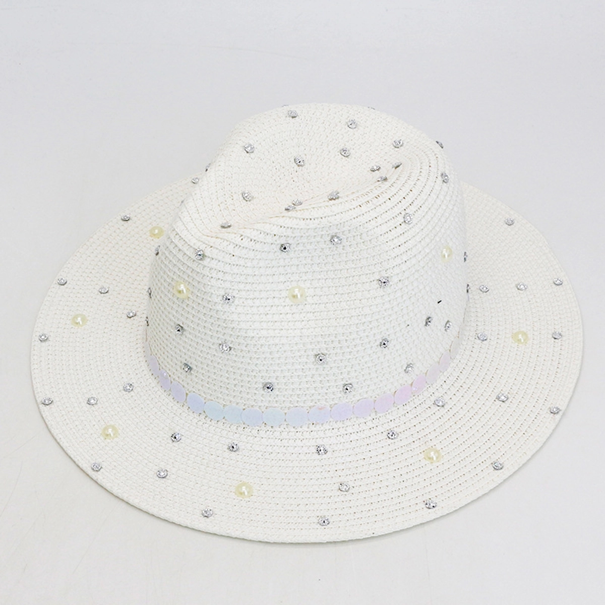 Sparkling Sequins Fashion Straw Sun Hat	