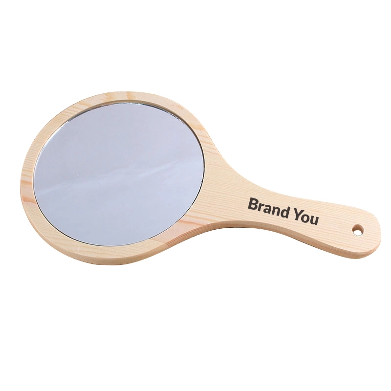 Handheld Wood Handle Cosmetic Mirror	