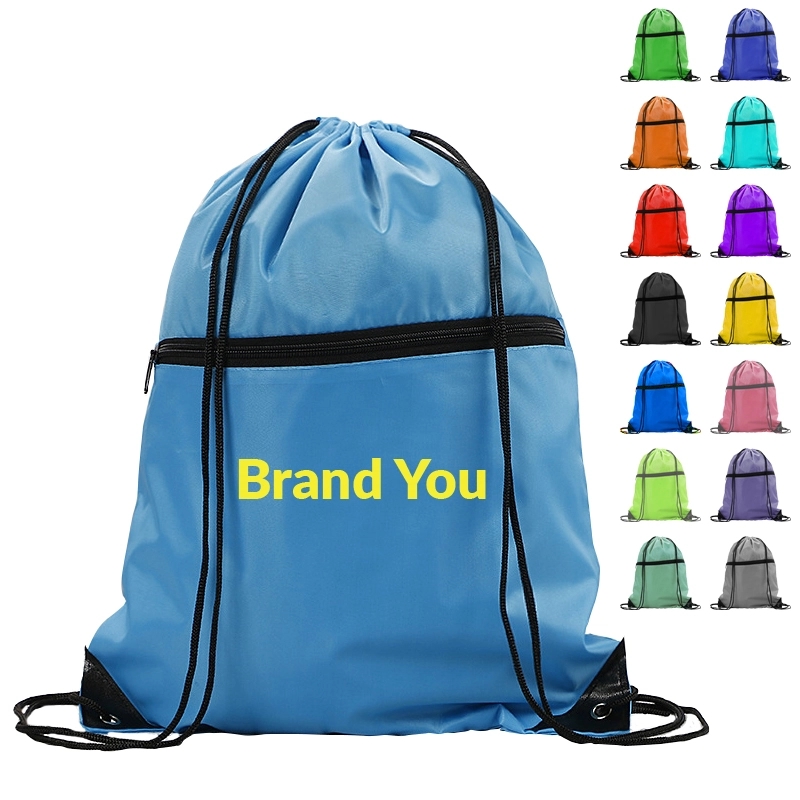 Drawstring Backpack Bag w/ Zipper	