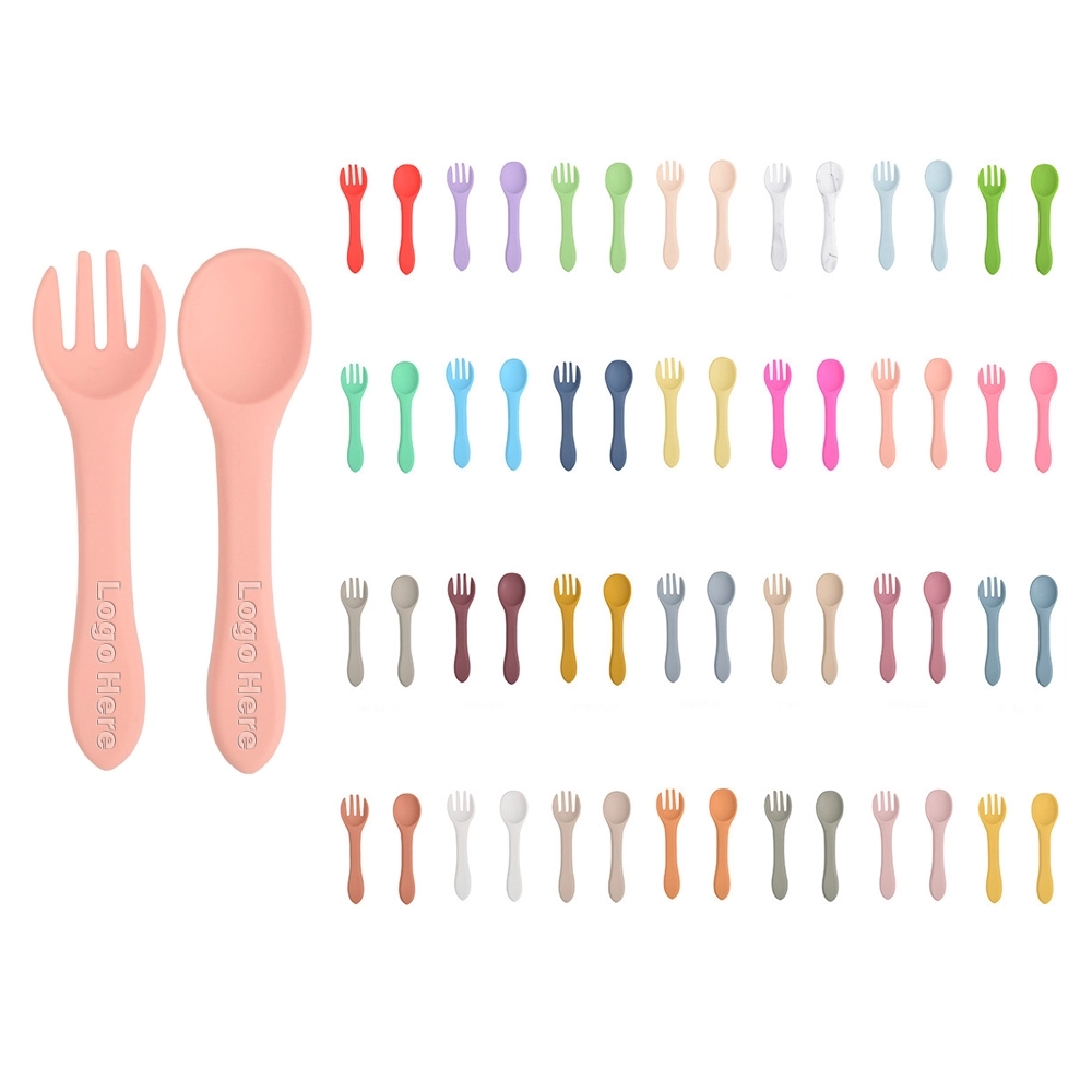 Colorful Soft Silicone Baby Fork & Spoon BPA Free	