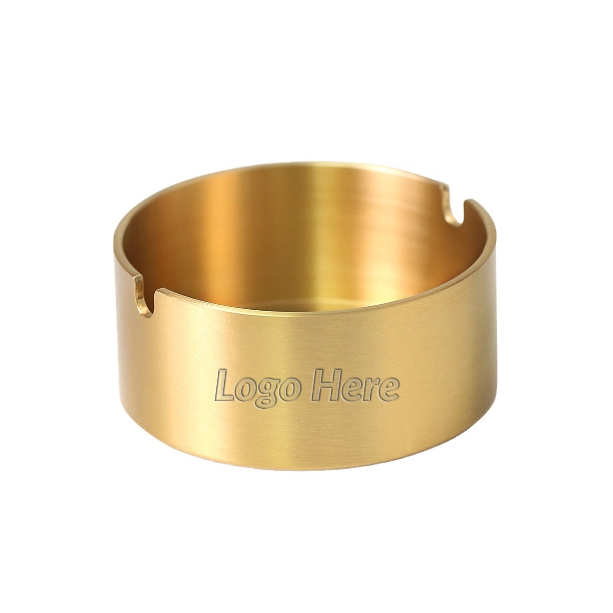 Simple Design Golden Round Solid Brass Ashtray	