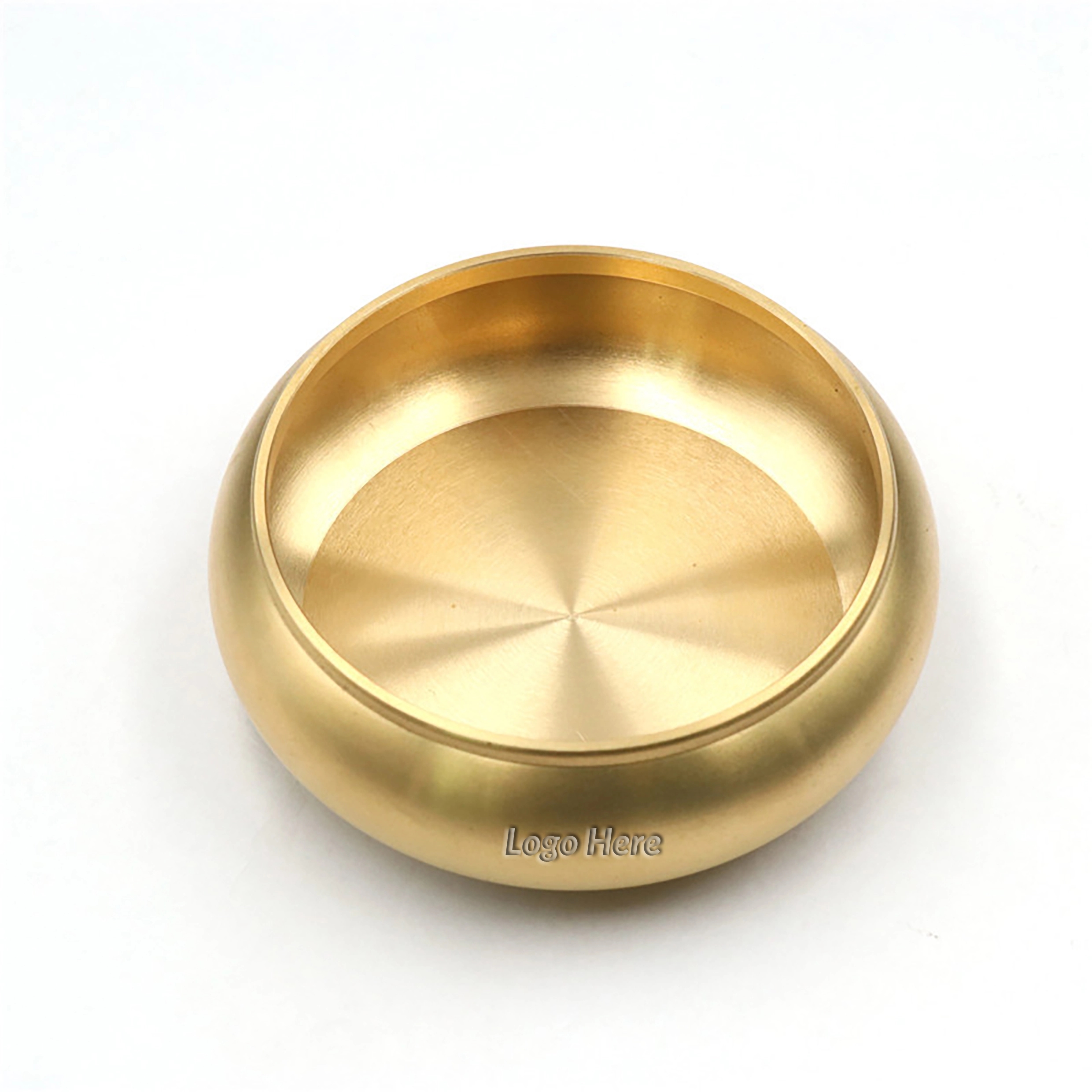 Simple Golden Round Solid Brass Ashtray Ash Holder	