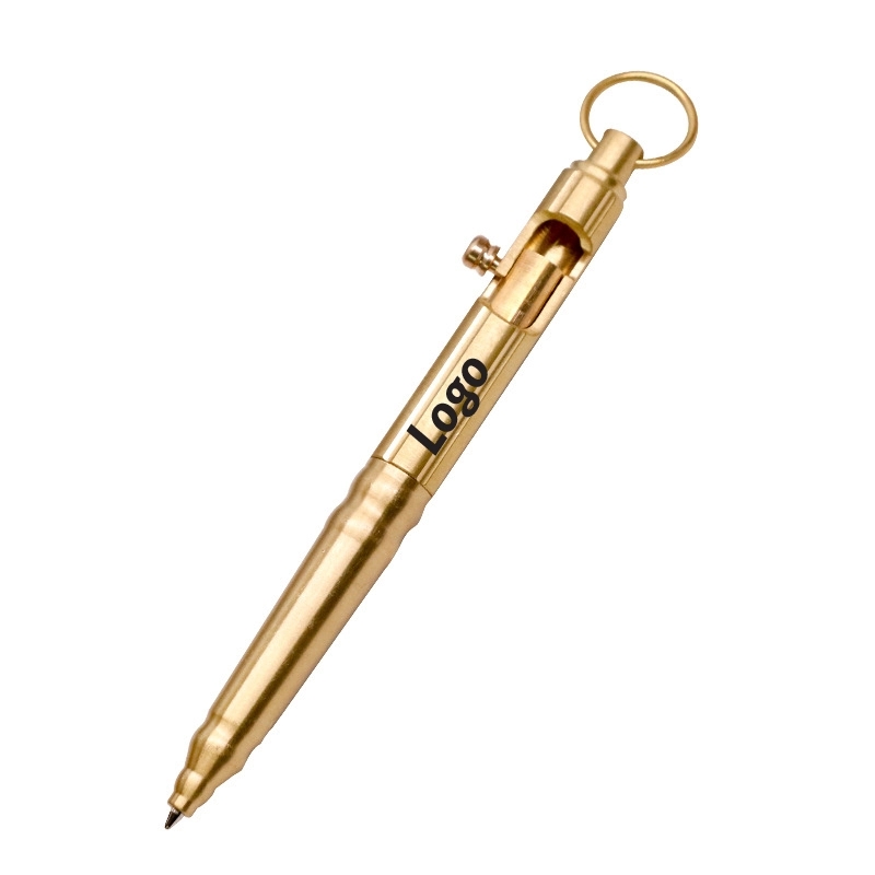 Solid Brass Bolt Action Pen EDC with Ring	