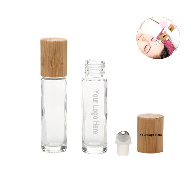 10ml Glass Roll On Bottle with Bamboo Lid for Essential Oils	