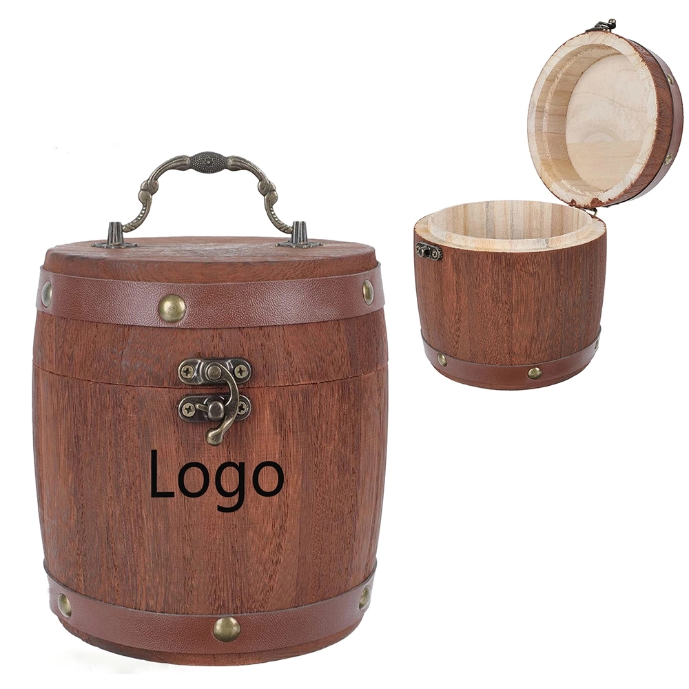 Wooden Barrel Tea Canister	