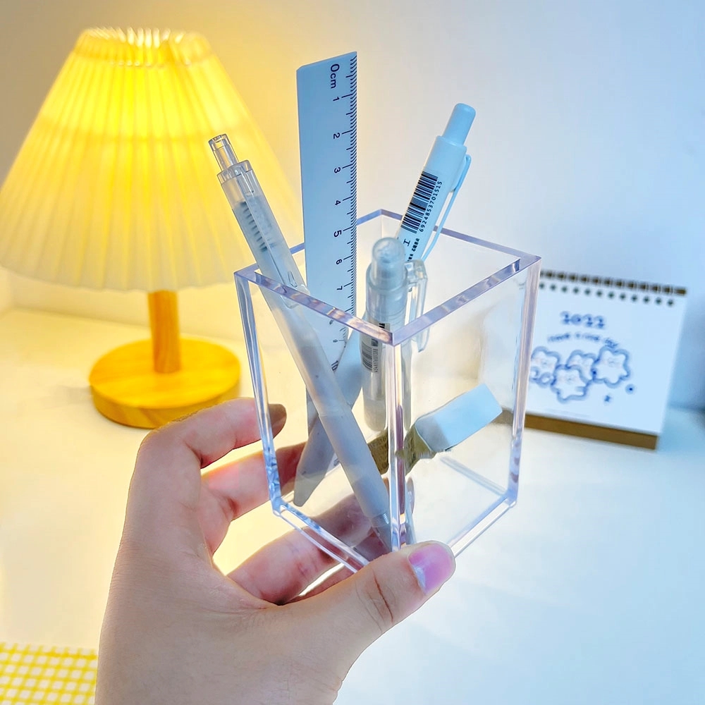 Clear Colored Acrylic Pencil Pen Holder Cup	