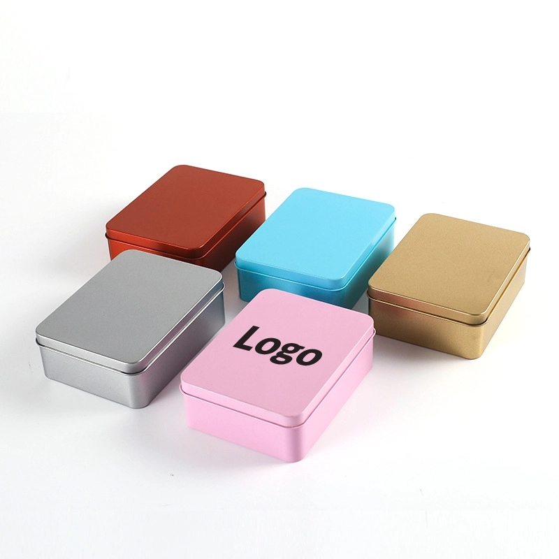 Rectangular Tinplate Box with Hinged Lid	