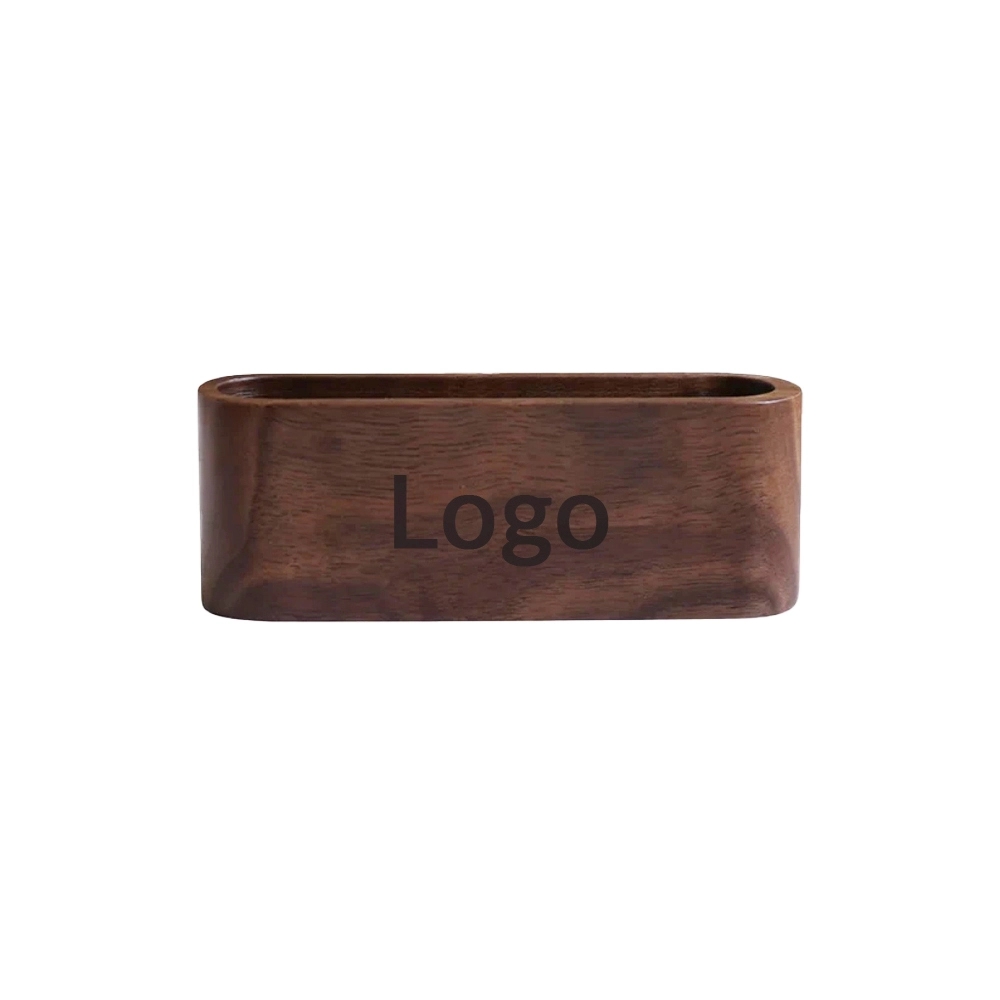 Black Walnut Wooden Business Card Holder and Memo Clip	