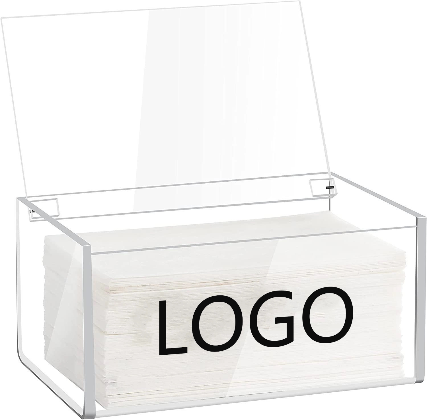 Modern Acrylic Tissue Box with Open Lid	