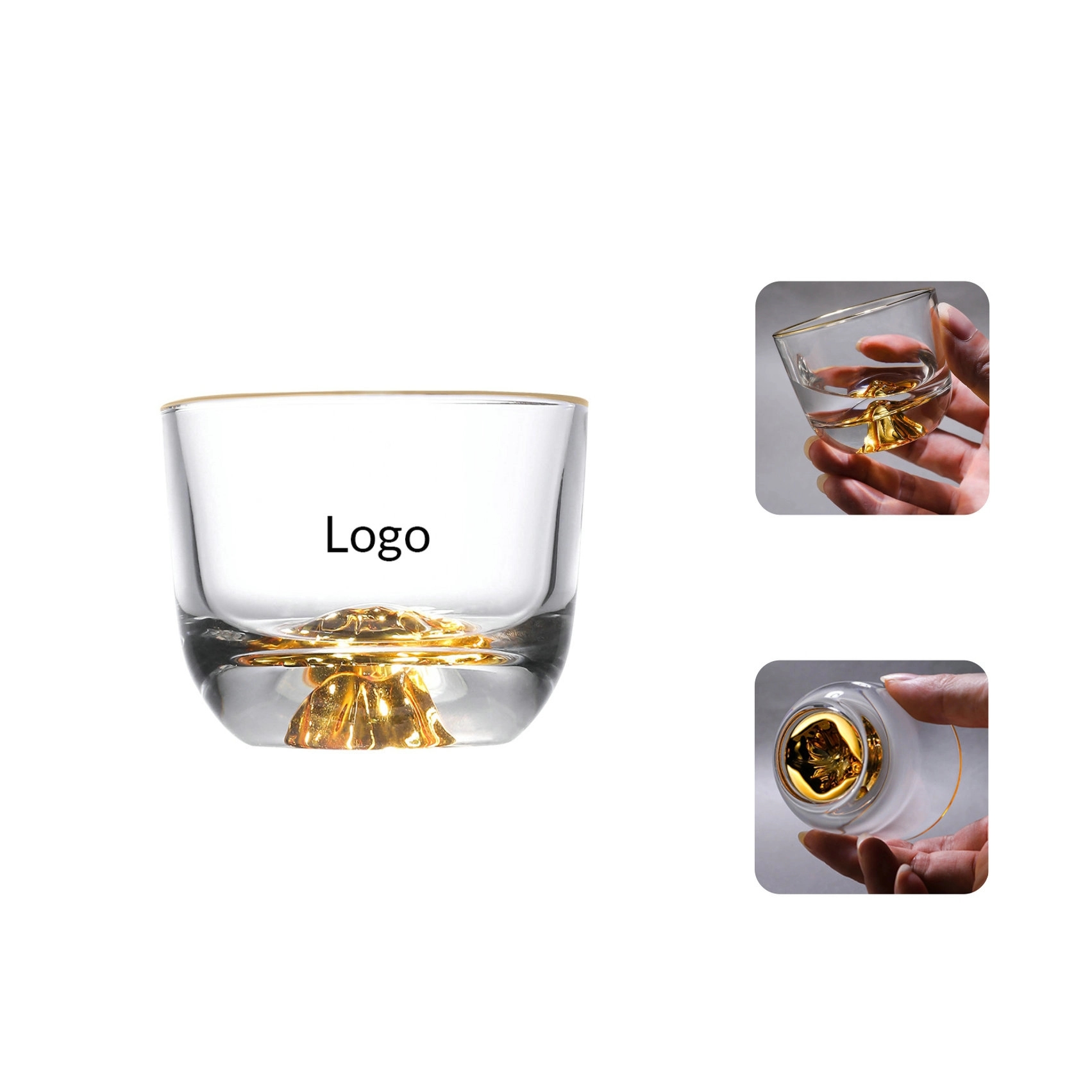 Gold-Trimmed 110ml Glass Whiskey Cup	