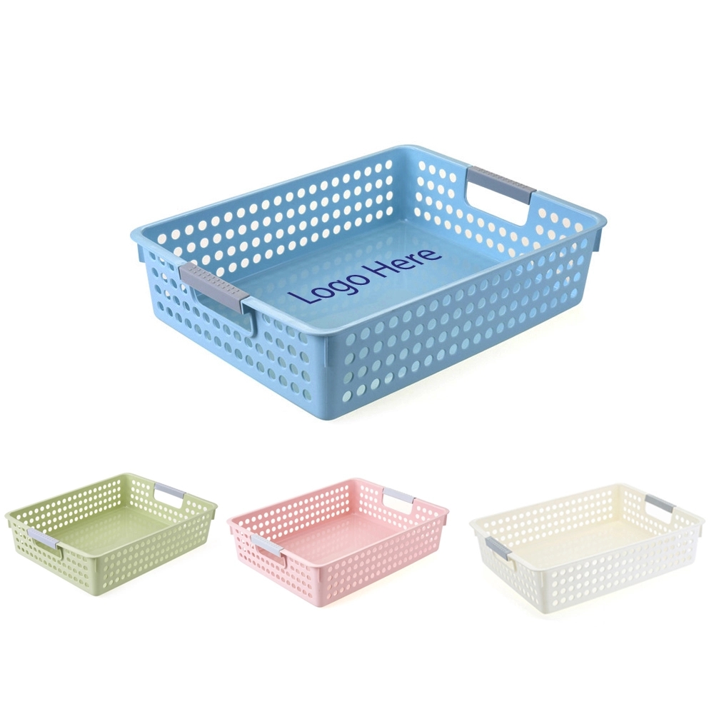 Spacious Hollow Design Rectangular Plastic Basket	