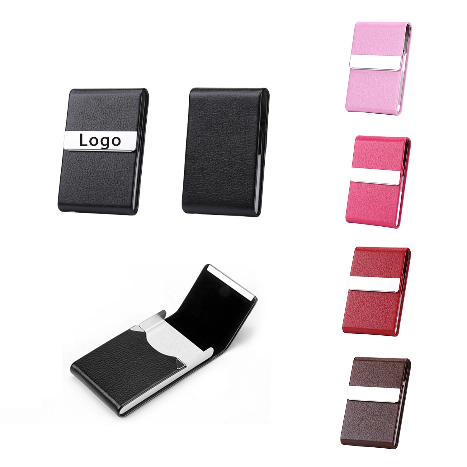 PU Leather Stainless Steel Business Card and Cigarette Case	