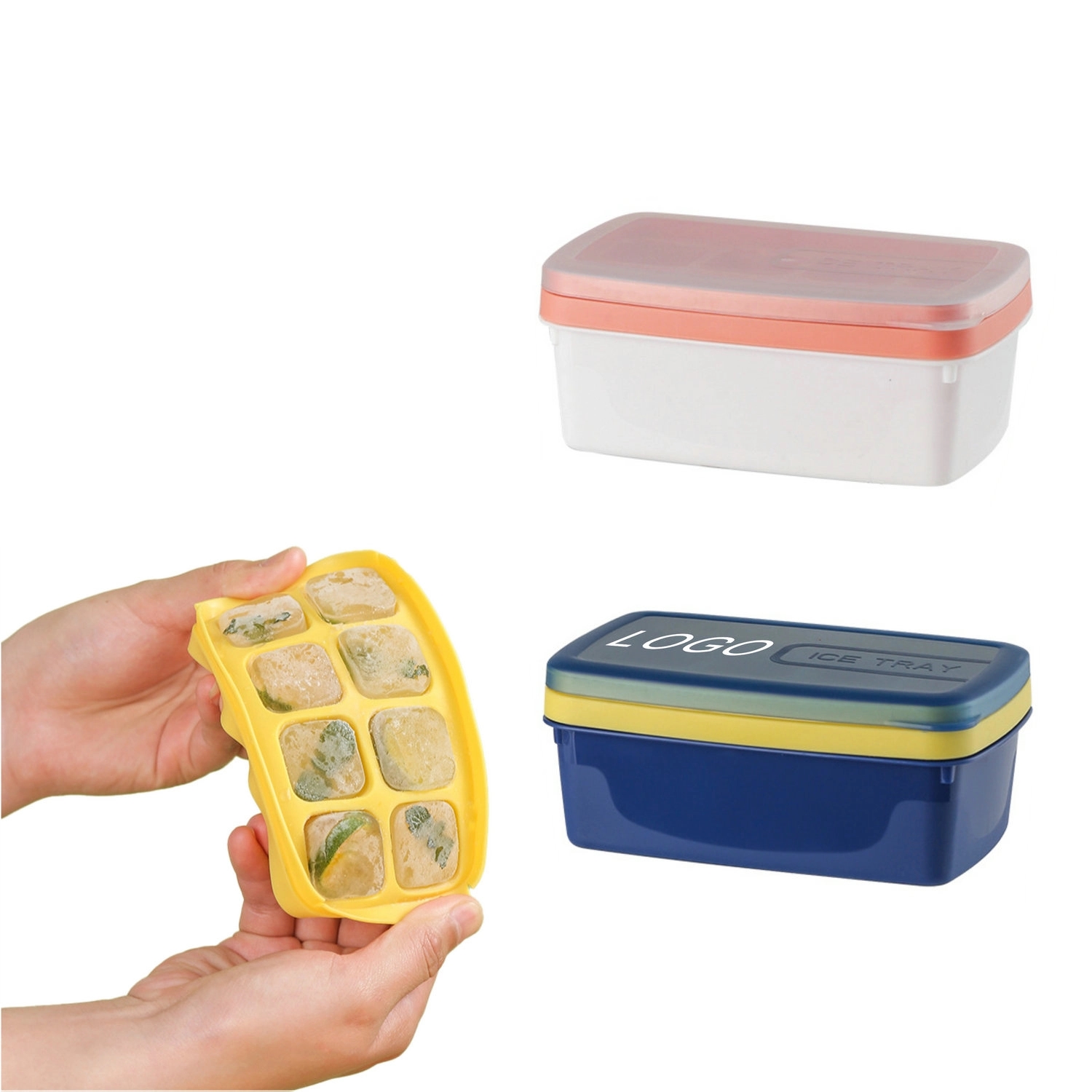 Silicone Grid Ice Cube Tray with Lid	