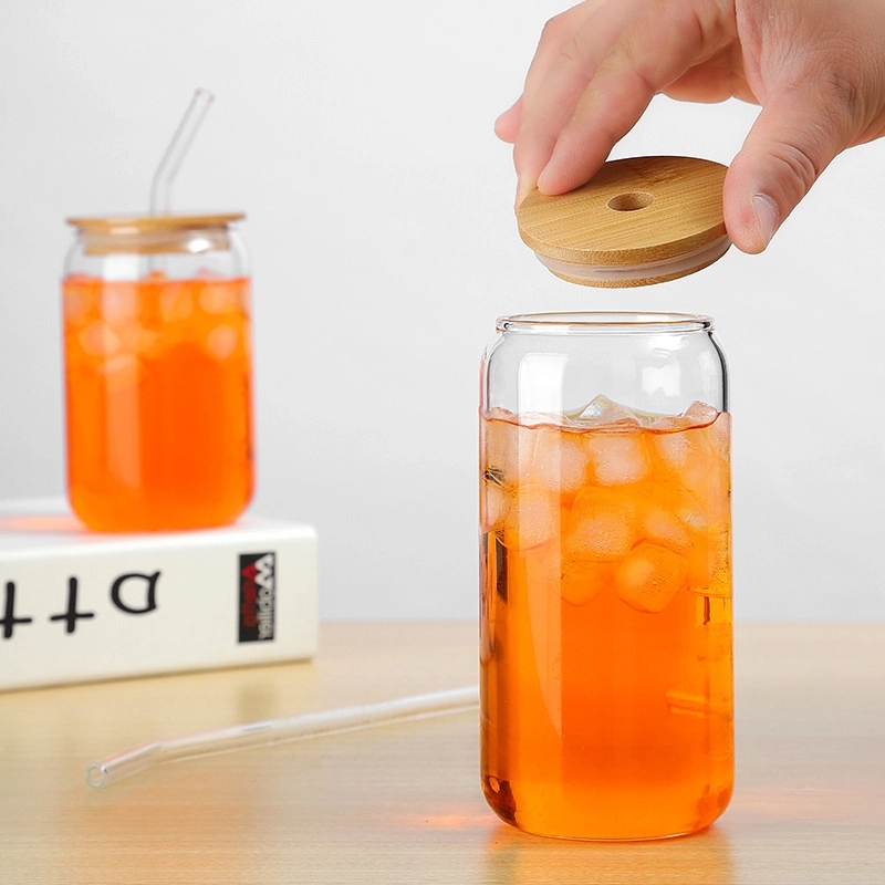 18 OZ Glass Cup with Lid and Straw	