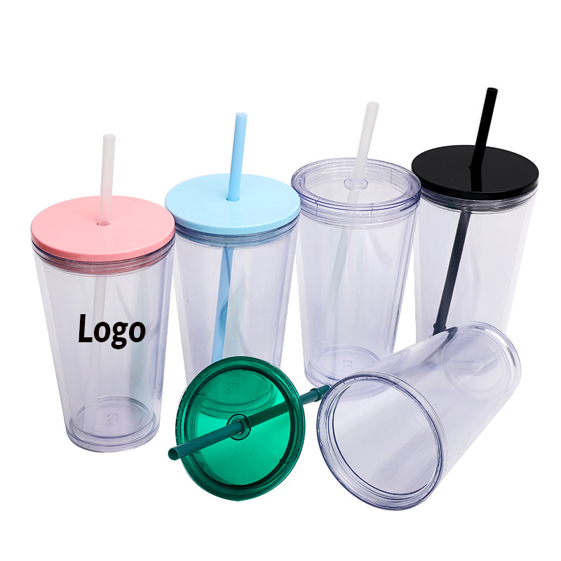 Plastic Cup with Lid and Straw	