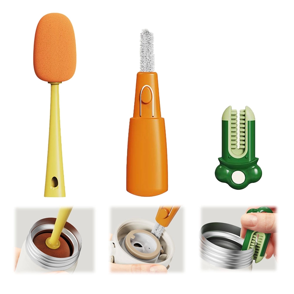 Carrot-Shaped 3-in-1 Multifunctional Cup Brush	