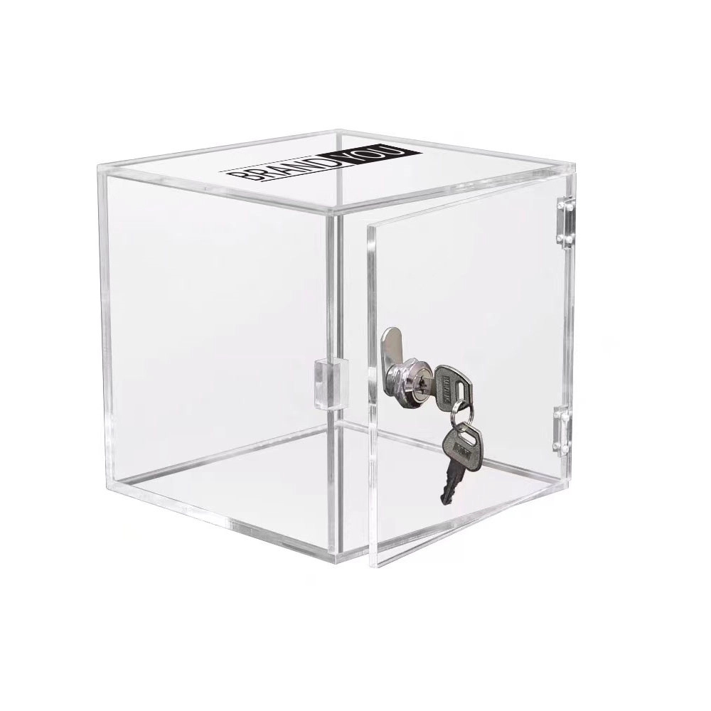 Lockable Cube Acrylic Transparent Display Box for Protection	