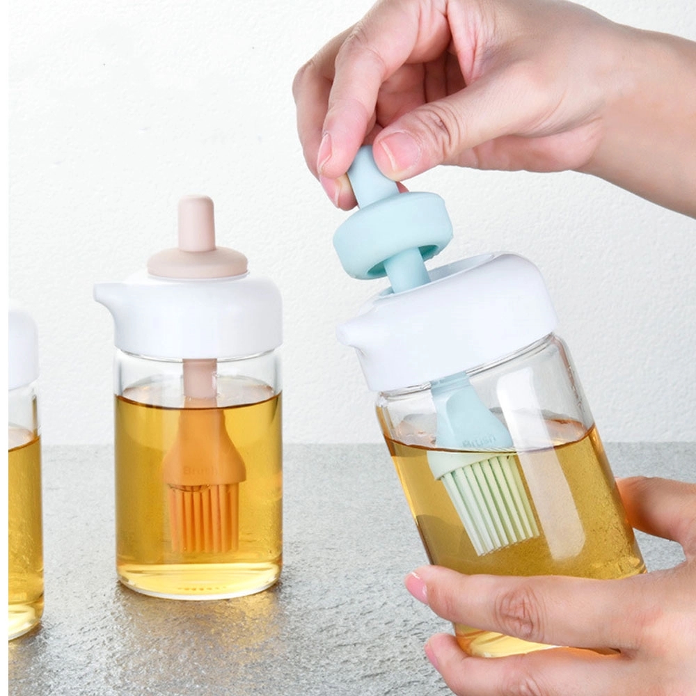 Press-Controlled 2-in-1 Glass Oil Brush Bottle For Grilling	