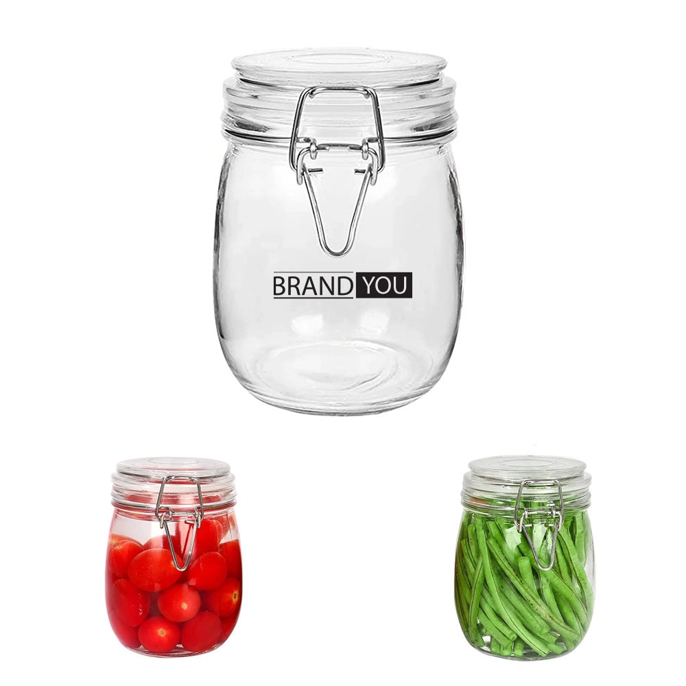 25oz Food-Grade Glass Jar with Snap-Lid and Silicone Seal	