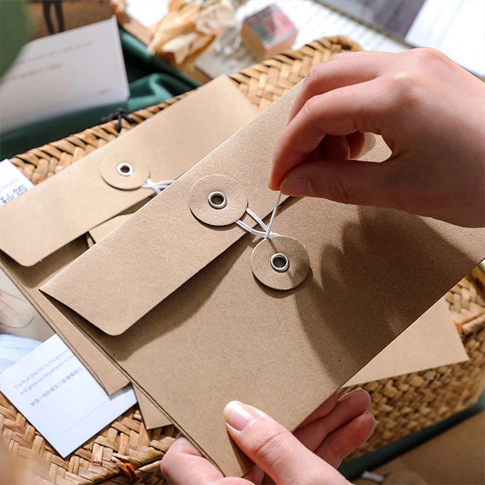 Kraft Paper File-Style Envelope Storage Bags with String Tie	