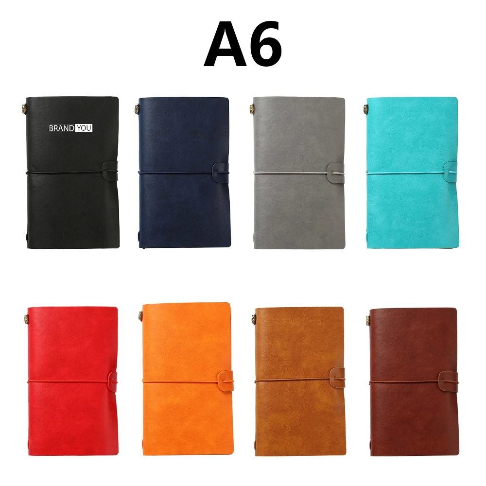 A6 PU Leather Travel Journal with Kraft Sheets	