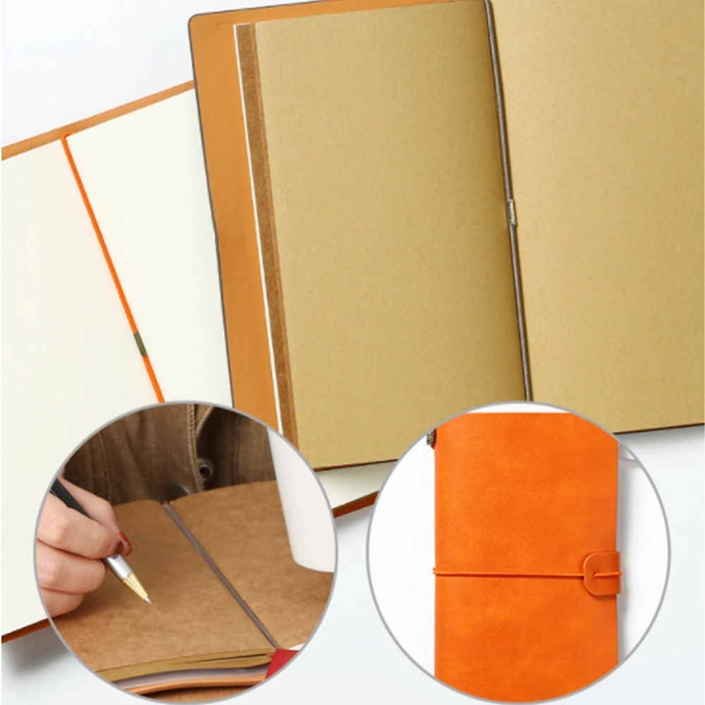 A6 PU Leather Travel Journal with Kraft Sheets	