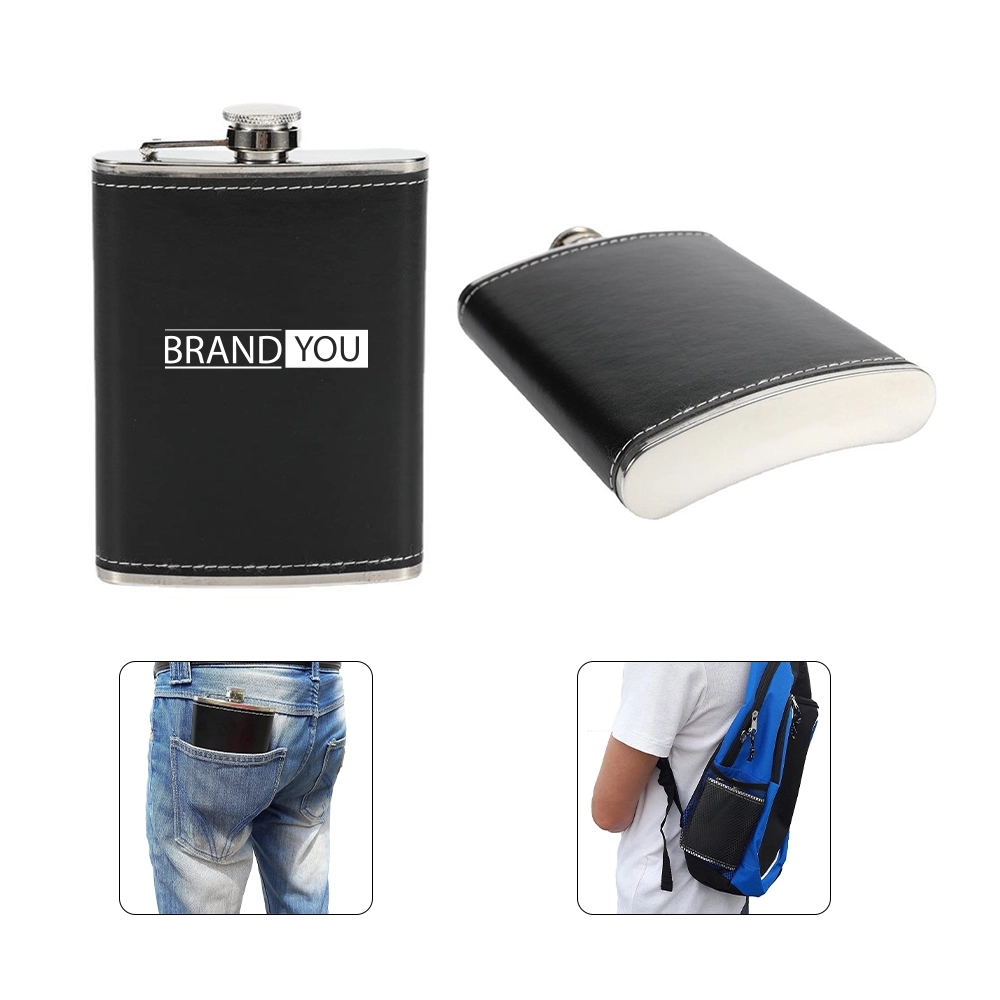 8oz Leakproof Hip Flask w/ PU Leather Sleeve	