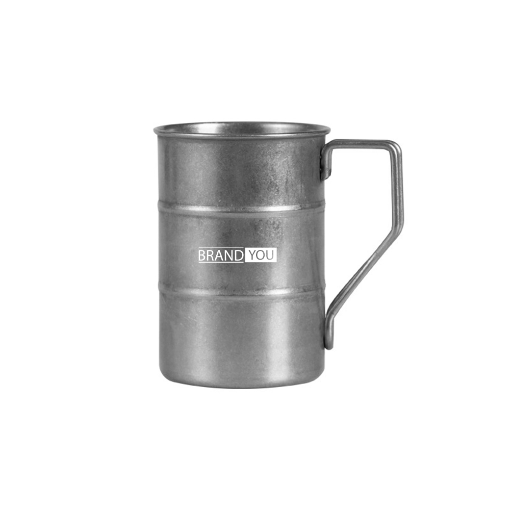 Vintage Industrial-Style Stainless Steel Beer Cup	