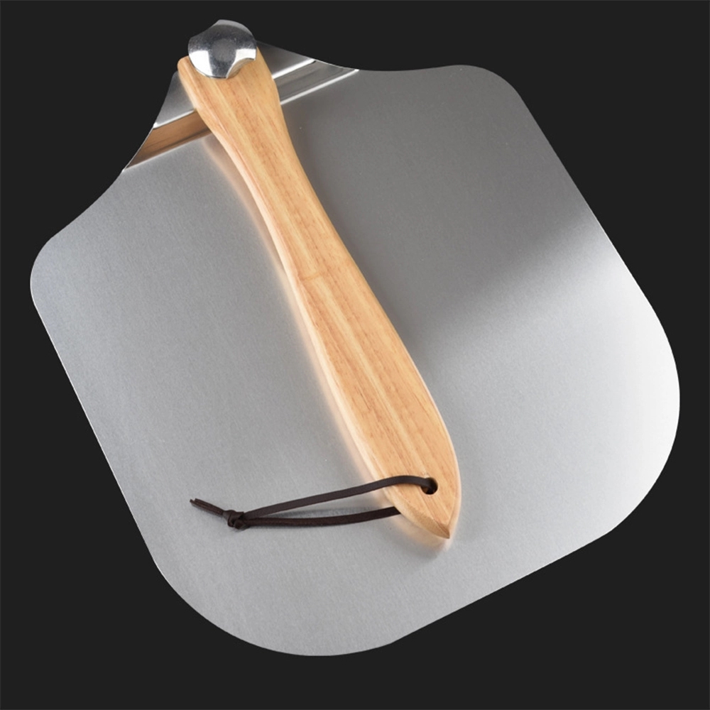 Foldable Aluminum Pizza Peel with Retractable Wooden Handle	