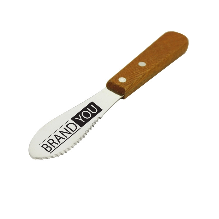 Multipurpose Wooden Handle Butter Knife w Teeth	