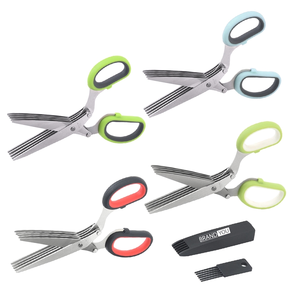 5-Layer Stainless Steel Scissors for Herbs, Vegetables	