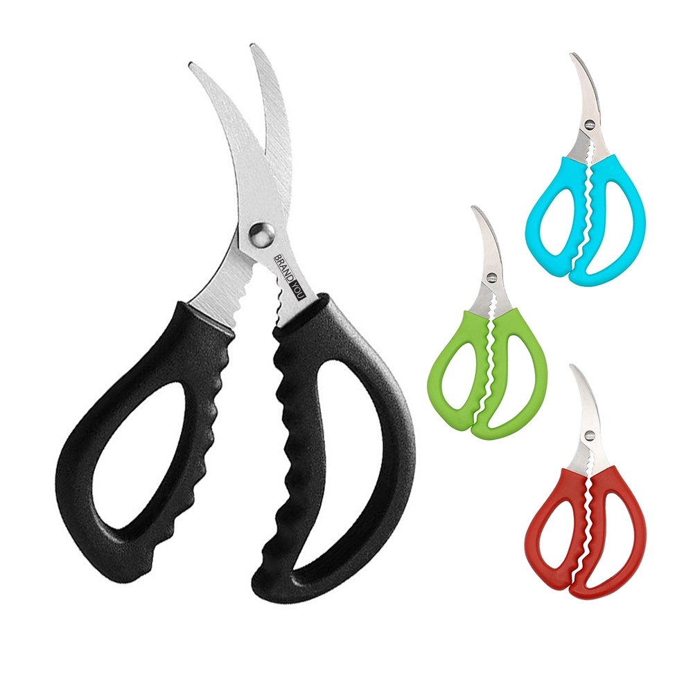 Curved Stainless Steel Seafood Scissors for Home Kitchens	