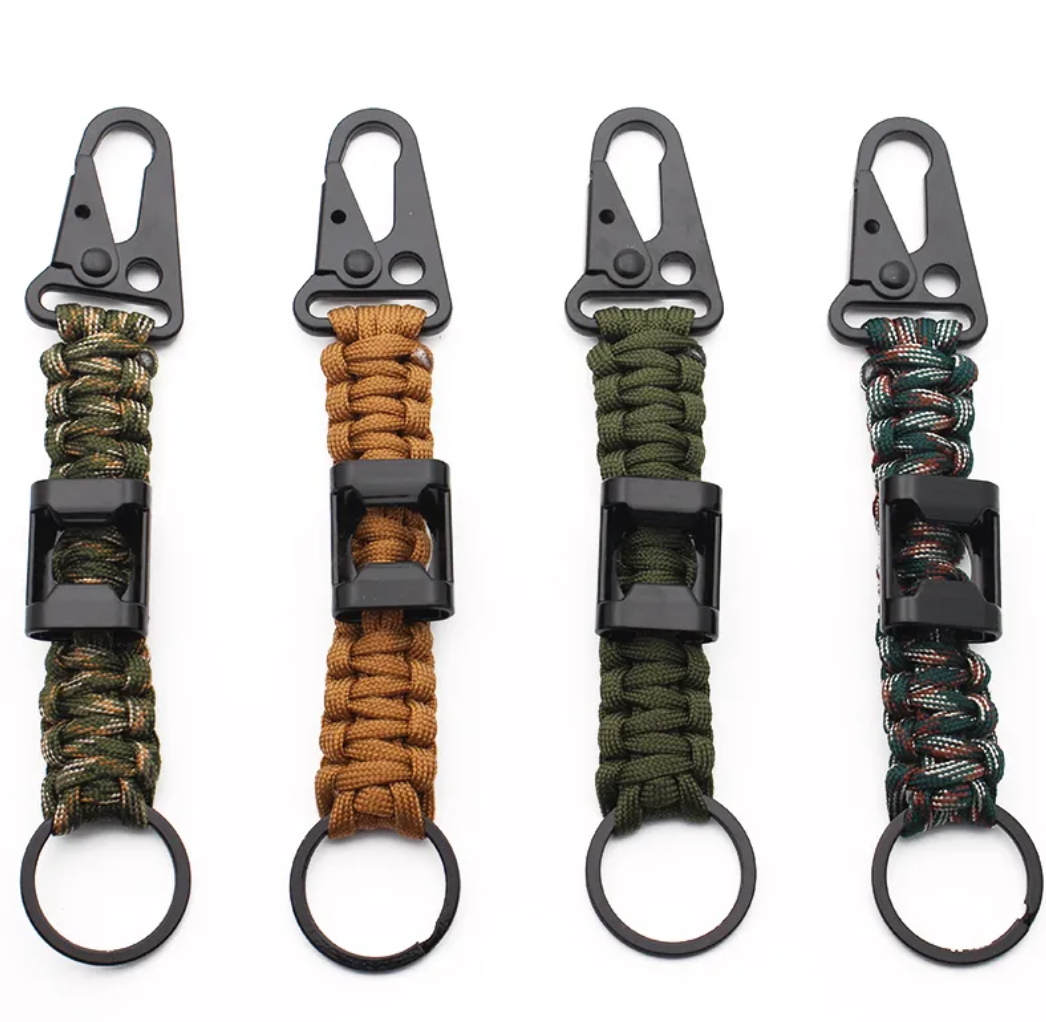 Outdoor Survival Paracord Carabiner Keychain	