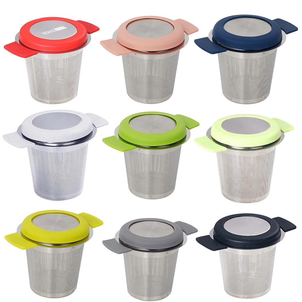 Stainless Steel Double-Eared Cup-Shaped Tea Filter with Lid	