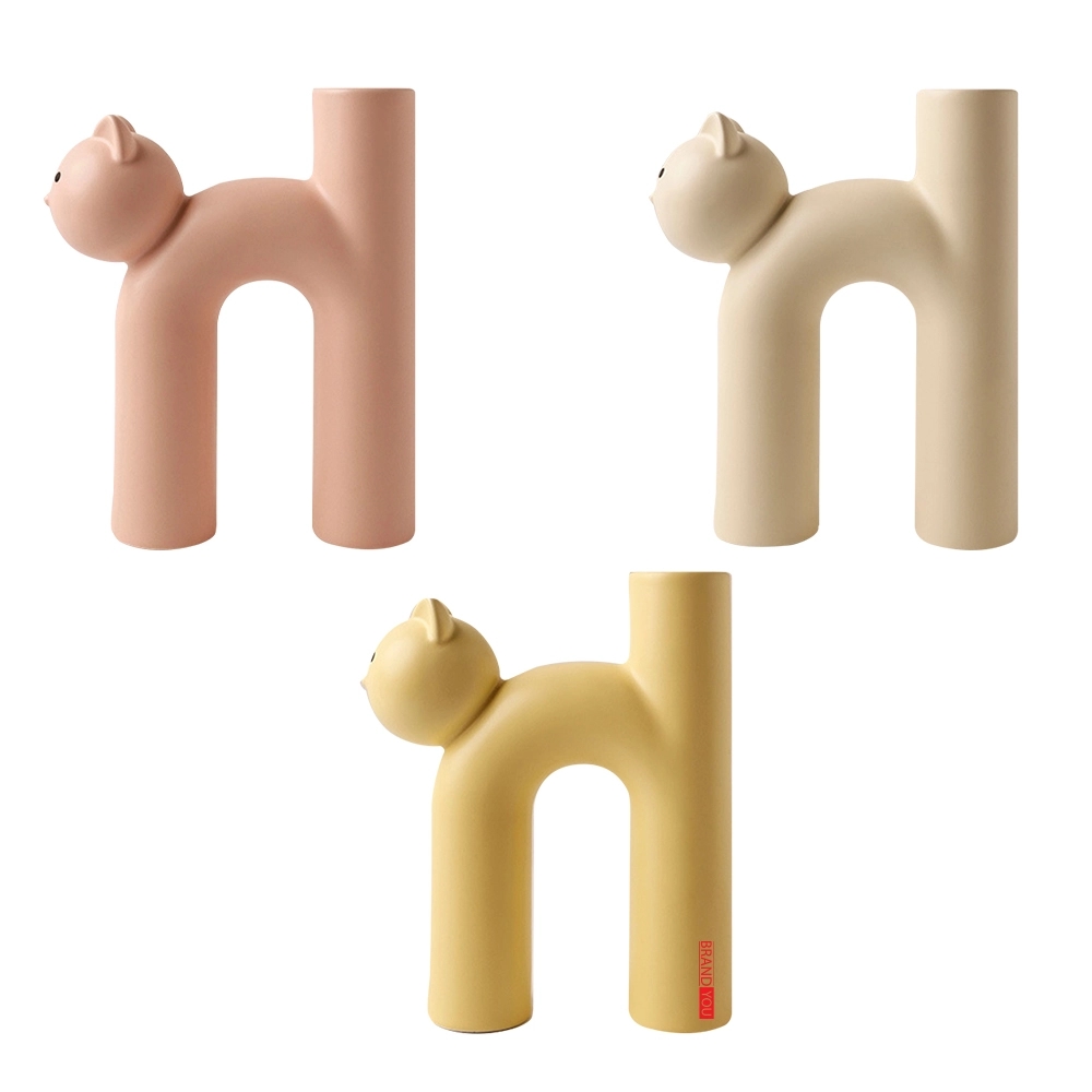 Ceramic Cat-Shaped Tube Vase	