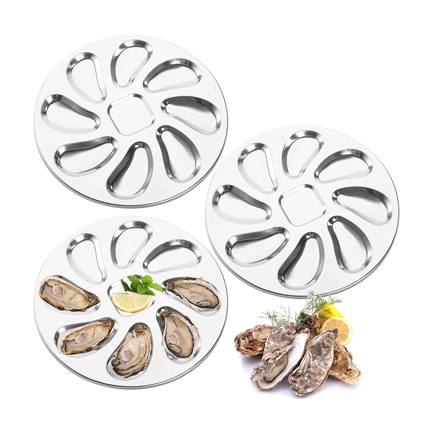 8 Slots Oyster Grill Pan Stainless Steel Plate	