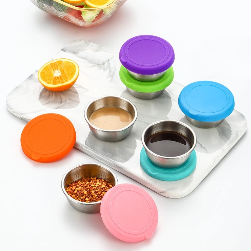 50ml Stainless Steel Sauce Cup with Silicone Lid	